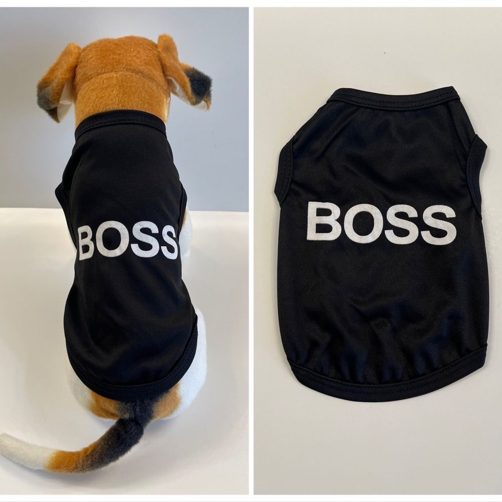 “Boss” Pet Shirt - All Sizes - Black - NWT